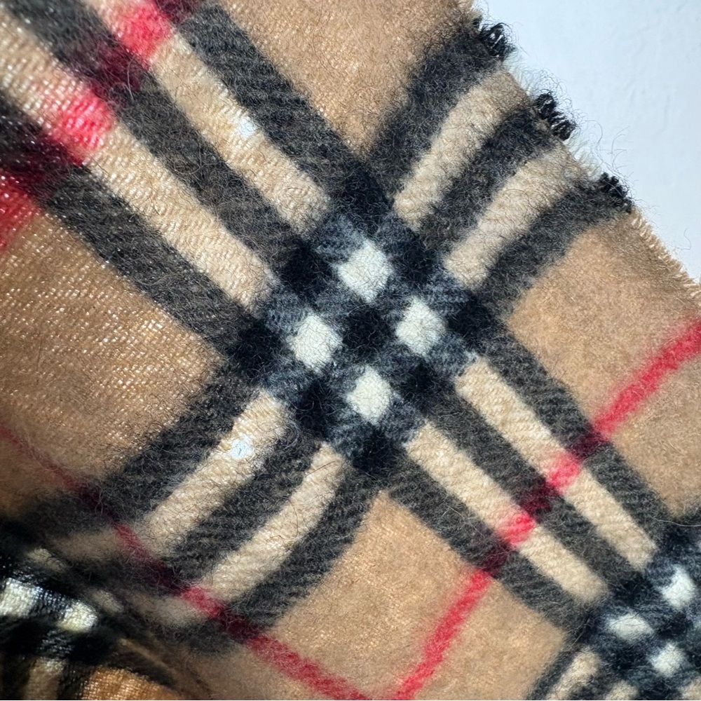 Vintage Burberry Classic Check Cashmere Wool Scarf Fringe Nova Check - Picture 4 of 5